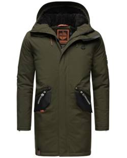 STONE HARBOUR Herren Winterjacke mit Kapuze gefüttert Wintermantel Winterparka B870 [B870-Ragaa-Olive-Gr.XL] von STONE HARBOUR