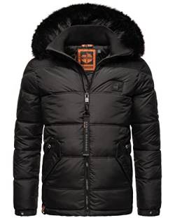 STONE HARBOUR Herren Winterjacke mit Kapuze und Kunstfell Parka [B730 - Schwarz - Größe XXL - Gr. 2XL] von STONE HARBOUR