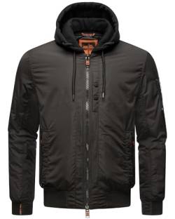 STONE HARBOUR mitteldick gefütterte Herren Übergangsjacke Kurze Bomberjacke mit (Abnehmbarer) Sweat-Innenjacke und Kapuze Hoboo Black Gr. XL von STONE HARBOUR