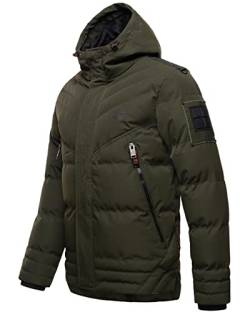 STONE HARBOUR warme Herren Winter Steppjacke mit abnehmbarem Kunstfell Romaan Olive Gr. 3XL von STONE HARBOUR