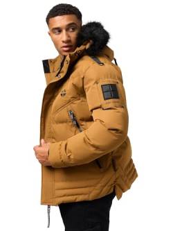 STONE HARBOUR warme Herren Winter Steppjacke mit abnehmbarem Kunstfell Romaan Tobacoo Gr. XXL von STONE HARBOUR