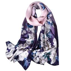 STORY OF SHANGHAI Seidenschal Damen 100% Seide, 20+ Bunte Luxuriöse Schals, Warm & Weich, als Stola Seidentuch Halstuch Pashmina - 53 * 170 cm Elegant Blumen 2 von STORY OF SHANGHAI