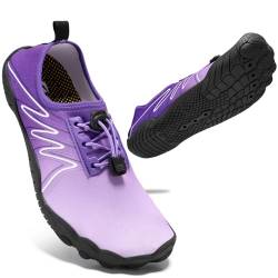 STQ Damen Badeschuhe Wasserschuhe Schwimmschuhe Strandschuhe Aqua Barfuss Schuhe Purple EU41 von STQ