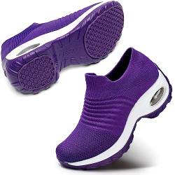 STQ Damen Slip On Outdoor Walking Schuhe Air Leichte Mesh Sneakers Turnschuhe Sportschuhe Freizeitschuhe Laufschuhe Bequem Sneakers(All Violett38) von STQ