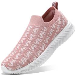 STQ Damen Slip on Sneaker Slip On Turnschuhe Atmungsaktiv Outdoor Leichte Walkingschuhe Dunkles Rosa 39 EU von STQ