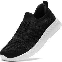 STQ Damen Slip on Sneakers Atmungsaktiv Laufschuhe Leichte Bequeme Freizeit Turnschuhe Gym Fitness Schwarz 37 EU von STQ