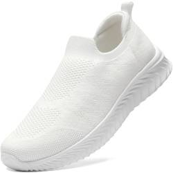 STQ Damen Sneakers Slip on Mesh Atmungsaktiv Sportschuhe Leichte Bequeme Sneaker Weiß 38 EU von STQ