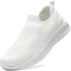 STQ Damen Sneakers Slip on Mesh Atmungsaktiv Sportschuhe Leichte Bequeme Sneaker Weiß 40 EU von STQ