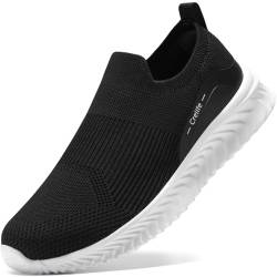 STQ Damen Turnschuhe Slip on Sneakers Leicht Schlupfschuhe Atmungsaktiv Outdoor Walkingschuhe Bequeme Luafschuhe Schwarz Weiß 37 EU von STQ