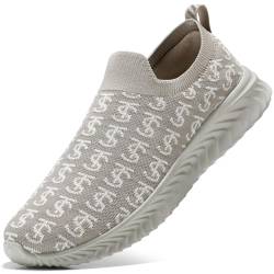 STQ Damen Turnschuhe Slip on Sneakers Leicht rutschfest Sportschuhe Leichte Atmungsaktiv Freizeitschuhe Taupe 36 EU von STQ