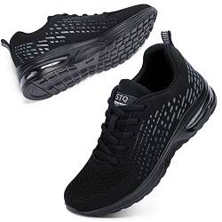 STQ Laufschuhe Damen Turnschuhe Atmungsaktiv Mesh Sportschuhe Outdoor Sneakers Schwarz EU41 von STQ