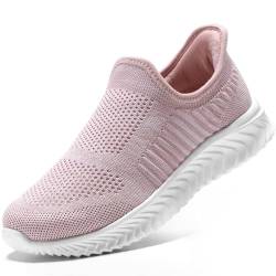STQ Slip on Schuhe Damen Sneaker Bequem Atmungsaktive Soft Memory Foam Turnschuhe Pink 38 EU von STQ