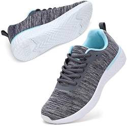 STQ Turnschuhe Damen Sneakers Bequem Sportschuhe Orthopädische Laufschuhe Freizeitschuhe Fitness Gym Walkingschuhe Grau Aque 38 EU von STQ