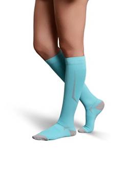 STRAMMERMAX Performance® Women Compression Socks | Damen | Sports Line | Shapewear, Atmungsaktiv | Aqua S (34-36) von STRAMMERMAX Performance