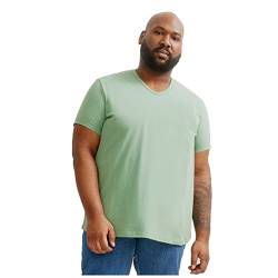 STRONGSIZE T-Shirts mit V-Ausschnitt für Herren – großes und großes Herren-Kurzarm-Shirt – normale Länge Stretch-T-Shirt, Salbei, XX-Large von STRONGSIZE