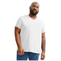 STRONGSIZE T-Shirts mit V-Ausschnitt für Herren – großes und großes Herren-Kurzarm-Shirt – normale Länge Stretch-T-Shirt, Weiss/opulenter Garten, XX-Large von STRONGSIZE