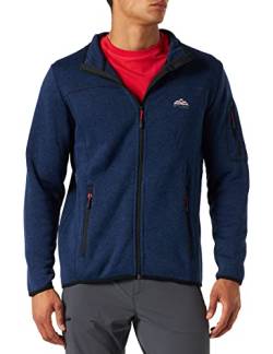 STUBAI Strickfleece-Jacke für Herren, Strickjacke mit Fleece Innenseite, Stehkragen & Reißverschluss, Outdoorjacke, Dunkelblau, Gr. XL von STUBAI