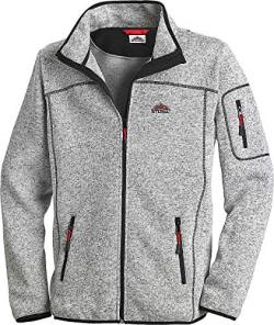 STUBAI Strickfleece-Jacke für Herren, Strickjacke mit Fleece Innenseite, Stehkragen & Reißverschluss, Outdoorjacke, Grau-mele, Gr. XL von STUBAI