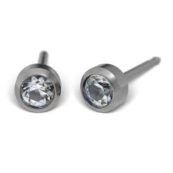 Studex Ohrstecker Kugel Titanium Bezel Apr Crystal 7513-0204-LP; 3 mm, Studex Titanium, Studex steril verpackt von STUDEX