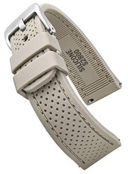 Alpine Premium Qualität Wasserdicht Silikon Uhrenarmband Band mit Schnellverschluss - Weiches Gummi Uhrenarmband verschiedene Farben - 20mm, 22mm, 24mm 20MM beige von STUNNING SELECTION