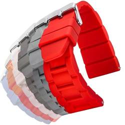 Alpine Sportliches dick gepolstertes Silikon-Uhrenarmband – Gummi-Uhrenarmband für große Uhren – verschiedene Farben – 26 mm, 28 mm und 30 mm 28MM rot von STUNNING SELECTION