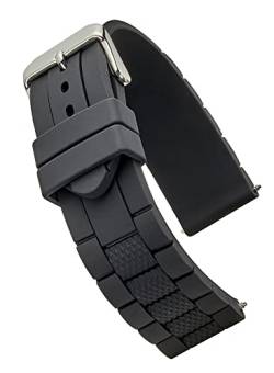 Uhrenarmband, Silikon, sportlich, wasserdicht, Größen 20 mm, 22 mm und 24 mm 22MM schwarz von STUNNING SELECTION