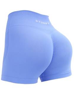 STUNNY Sportliche Workout-Shorts für Damen, Active Gym, nahtlos, Scrunch, intensiviert Po-Lifting, hohe Taille, #0 Immergrün Blau, Klein von STUNNY