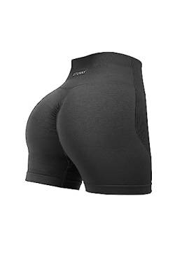 STUNNY Sportliche Workout-Shorts für Damen, Active Gym, nahtlos, Scrunch, intensiviert Po-Lifting, hohe Taille, #0 Seal Grey, Mittel von STUNNY