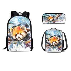 STUOARTE 3-teiliges Rucksack-Set für Jungen mit Tiger-Aufdruck, mit Lunch-Tasche, Federmäppchen, große Schulbuchtasche für Kinder, Vorschule, Teenager, Schultaschen-Set für Reisen von STUOARTE