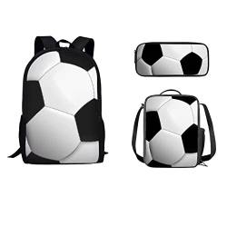 STUOARTE Rucksack mit Feuer- und Wasserball-Druck, 3-teiliges Set, Schultasche mit Lunchtasche und Federmäppchen, Set für Mädchen und Jungen, wasserdichte Outdoor-Laptoptasche für Schule, Reisen von STUOARTE