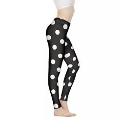 STUOARTE Yogahose mit hoher Taille für Damen, Bauchkontrolle, Workout, Laufen, Yoga, Leggings, volle Länge, Punkte – Weiß und Schwarz, M von STUOARTE