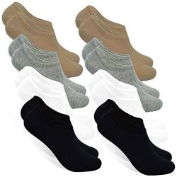 STYLE FOREVER Premium Sneaker Socken für Damen und Herren 8er-Pack Baumwolle Füßlinge für Sport Arbeit und Freizeit (2x Schwarz + 2x Weiß + 2x Grau + 2x Beige, 43-46) von STYLE FOREVER