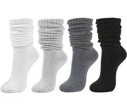 STYLEGAGA Women's Fall Winter Slouch Knit Socks One Size Basic Cotton Knit_Rib_4Pair von STYLEGAGA