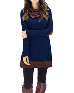 STYLEWORD Strickkleid Damen Herbstkleid Langarm Pulloverkleid Warm Winterkleid Tunika Kleid für Herbst Winter(Blau,Groß) von STYLEWORD