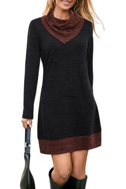 STYLEWORD Strickkleid Damen Herbstkleid Langarm Pulloverkleid Warm Winterkleid Tunika Kleid für Herbst Winter(Chacoral,Klein) von STYLEWORD