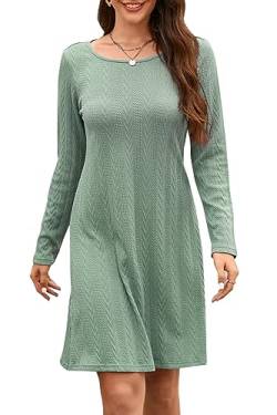 STYLEWORD Strickkleid Damen Kleid Langarm Herbstkleid Pulloverkleid Elegant Herbst Winterkleid Tunika Umstandskleid(Hellgrün,Groß) von STYLEWORD