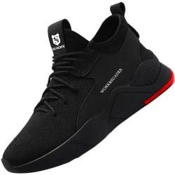 SUADEX Arbeitsschuhe Sicherheitsschuhe Herren Damen Leicht Atmungsaktiv Stahlkappenschuhe Unisex Sneaker mit Stahlkappe (02-Schwarz 41EU) von SUADEX