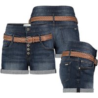 SUBLEVEL Bermudas Jeans Shorts Bermuda Kurze Hose Short Denim Stretch Hotpants + Gürtel von SUBLEVEL
