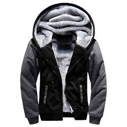 SUCES Herren Camouflage Hoodie Winter warme Fleece Zipper Sweater Jacke Outwear Mantel Kapuzenpullover Gefütterte Sweatjacke Zip-Hoodie Jacke mit Kapuze Winter Kapuzenpullis (L, Schwarz) von SUCES