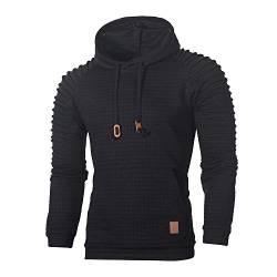 SUCES Herren Freizeit Kapuzenpullover Herbst Winter Warm Mantel Männer Langarm Kapuzenpulli Hoodie Plaid Sweatshirt Kapuzen Pullover Klassisch Outwear Einfach Oberteil (Schwarz,L) von SUCES