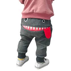 SUCES Kinder Hosen Unisex Süß Jogginghose Jungen Baumwolle Dick Elastische Leggings Mädchen Warm Gefütterte Sporthose(Grau,110) von SUCES