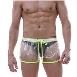 SUCES Shorts Herren,Perspektive Unterhose Männer Sexy Höschen Transparent Erotik Slip (Gelb,M) von SUCES