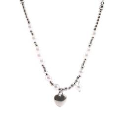 SUCHUANGUANG Halskette mit Anhänger Perlen-Halskette modischer Halsschmuck Imitationsperlen-Material stilvolle Herz-Halskette für die tägliche Party von SUCHUANGUANG