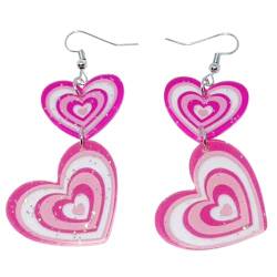 SUCHUANGUANG Herz-Ohrringe für Damen hohl Glitzer-Herz Statement-Ohrring Valentinstagsgeschenk leichte Acryl-Herz-Ohrringe Acryl von SUCHUANGUANG