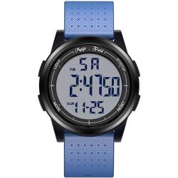 SUDESMO Digitale Armbanduhr für Damen und Herren, wasserdichte Sportuhr mit Stoppuhr, Alarm, Countdown, ultradünne Dualzeit-Armbanduhren, 5. Blaues Armband von SUDESMO