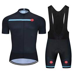 SUDUSUDO Herren Radtrikot Set Kurzarm Rennrad Shirts Atmungsaktiv Radbekleidung Kits mit 20D Gepolsterte Trägerhose - - X-Groß von SUDUSUDO