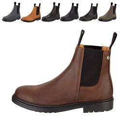 Chelsea Boot »NEW WORK« von SUEDWIND© | bequeme Stiefelette aus robustem Rindsleder | Made in Portugal | Reitschuh mit Profil-Gummisohle und Innen-Leder | Schuh Schlupf Stiefel | Braun | Gr. 36 von SUEDWIND FOOTWEAR