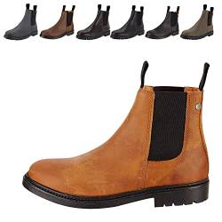 Chelsea Boot »NEW WORK« von SUEDWIND© | bequeme Stiefelette aus robustem Rindsleder | Made in Portugal | Reitschuh mit Profil-Gummisohle und Innen-Leder | Schuh Schlupf Stiefel | Cognac | Gr. 36 von SUEDWIND FOOTWEAR