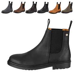 Chelsea Boot »NEW WORK« von SUEDWIND© | bequeme Stiefelette aus robustem Rindsleder | Made in Portugal | Reitschuh mit Profil-Gummisohle und Innen-Leder | Schuh Schlupf Stiefel | Schwarz | Gr. 35 von SUEDWIND FOOTWEAR