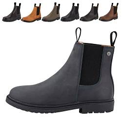 Chelsea Boot »NEW WORK« von SUEDWIND© | bequeme Stiefelette aus robustem Rindsleder Made in Portugal | Reitschuh mit Profil-Gummisohle und Innen-Leder | Schuh Schlupf Stiefel | Waxy Blue | Gr. 41 von SUEDWIND FOOTWEAR